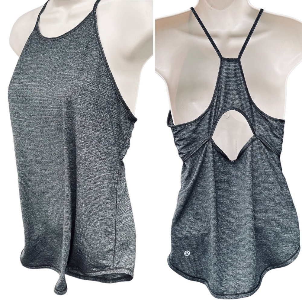 Lululemon Fast As Light Singlet Tank Heathered Black Womens Size 4 EUC (6870)